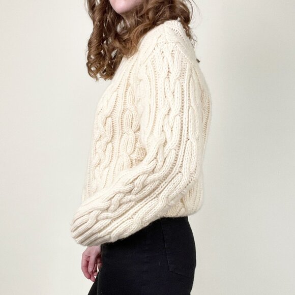 Vintage Irish Aran Fisherman Sweater Cable Knit Ireland Old Money Quiet Luxury - Picture 3 of 8